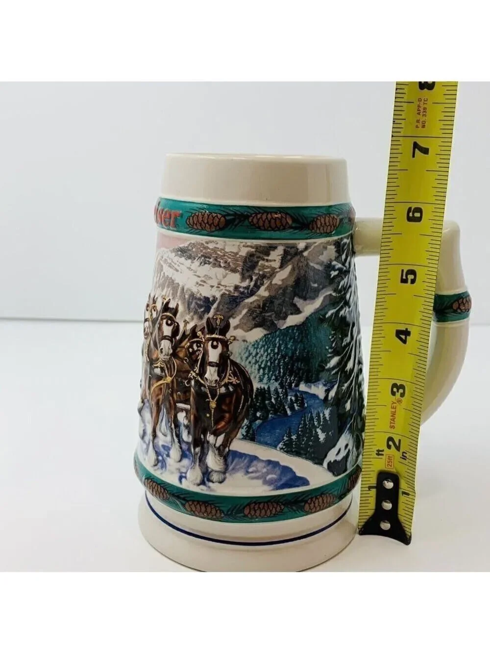 Anheuser Busch BUDWEISER BEER STEIN 3D 1993 Special Delivery Clydesdale Holiday